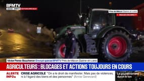 Près de Mâcon, les agriculteurs bloquent l'entrée de l'autoroute A6