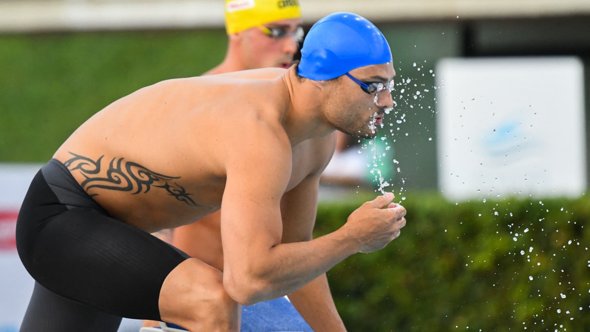 Florent Manaudou lors de la première compétition après son retour à Rome en juin 2019 Florent Manaudou lors de la première compétition après son retour à Rome en juin 2019