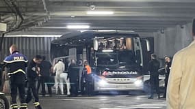 Le nouveau bus venu chercher les joueurs de l'OL pour quitter le Vélodrome, 29 octobre 2023