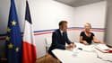 Le président français Emmanuel Macron (G) et la Première ministre Elisabeth Borne au Fort de Bregançon le 18 août 2022