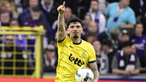 Cameron Puertas lors du match Anderlecht-Union Saint-Gilloise (2-1, playoffs Jupiler League), le 14 avril 2024
