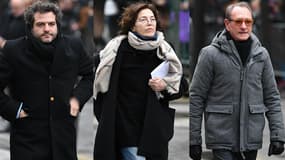 Mathieu Chedid, Jane Birkin et Bertrand Delanoë aux obsèques de la chanteuse France Gall, le 12 janvier 2018.