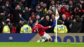 Cristiano Ronaldo célèbre son but face à Brighton, le 15 février 2022.
