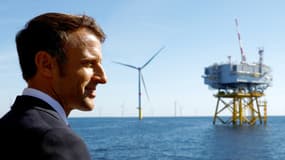 Emmanuel Macron au parc éolien de Saint-Nazaire