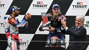 GP du Portugal: la joie de Zarco (à gauche) et de Quartararo sur le podium