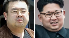 Montage de portraits d'archives de Kim Jong-nam le 4 mai 2001, et de Kim Jong-un le 10 mai 2016