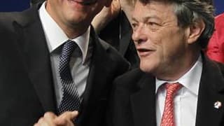 Jean-Louis Borloo (à droite) et Hervé Morin. Le président du Parti radical défiera à nouveau les augures ce week-end lors de la première université d'été de l'Alliance républicaine, écologiste et sociale (Ares), nouvelle pierre dans sa "construction" prés