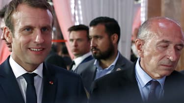 Emmanuel Macron, Alexandre Benalla et Gérard Collomb, le 20 juin 2017