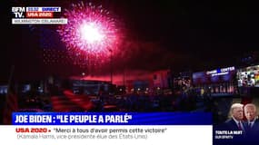 Feu d'artifice et drones lumineux: les images du spectacle pyrotechnique pour fêter la victoire de Joe Biden