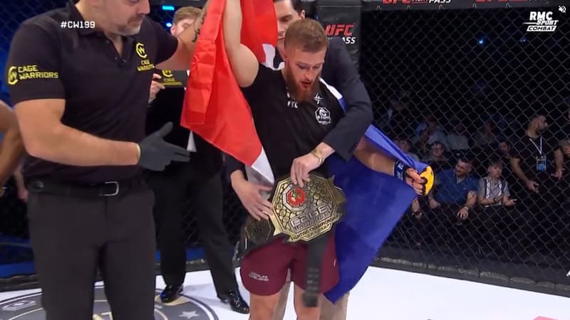 Cage Warriors: Nicolas Leblond sacrÃ© champion des -57 kg aprÃ¨s une soumission Ã©clair dans...
