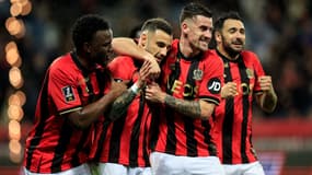 L'OGC Nice lors du match de Ligue 1 contre Lens - le 08/02/2025