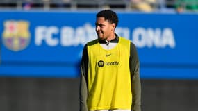 Vitor Roque à l'entraînement avec le FC Barcelone en janvier 2024.