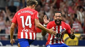 Marcos Llorente et Memphis Depay lors de Atlético-Grenade, le 14 août 2023