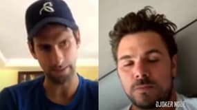 Novak Djokovic et Stanislas Wawrinka lors d'un live Instagram