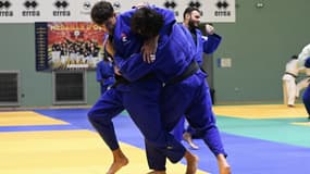 Le judoka français Benjamin Axus lors d'un entraînement, à Montpellier le 2 août 2022