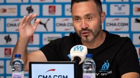 Roberto De Zerbi en conférence de presse avec l'OM, à Marseille le 25 octobre 2024