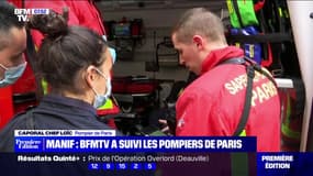 Manifestation à Paris: BFMTV embarqué avec les pompiers 