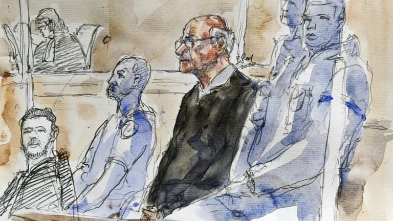 Croquis de Joel Le Scouarnec au début de son procès le 13 mars 2020