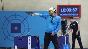 Le tireur Li Yuehong aux JO le 5 août 2024 à Châteauroux 