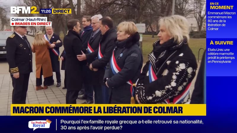 Emmanuel Macron arrive à Colmar pour commémorer les 80 ans de la libération de la ville