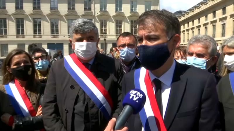 Le premier secrétaire du Parti socialiste, Olivier Faure, lors de la manifestation des policiers à Paris, le 20 mai 2021.
