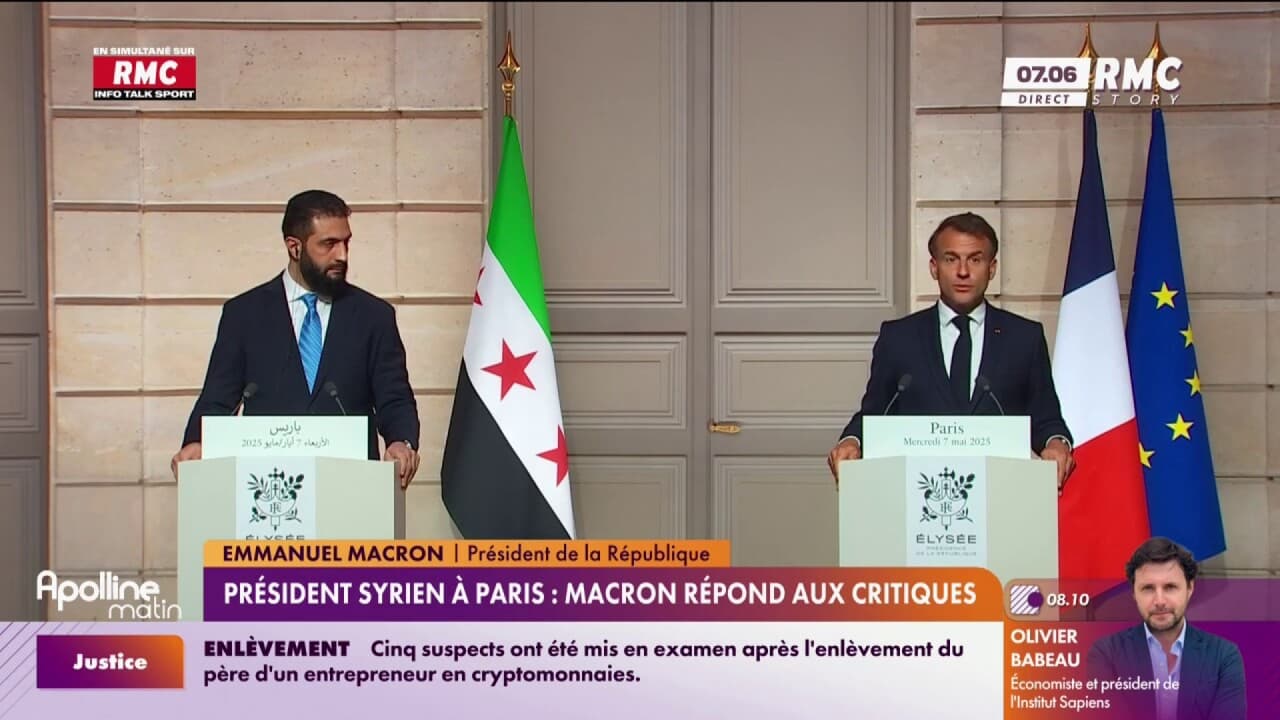 Visite du président syrien à Paris : Macron défend sa décision face aux critiques