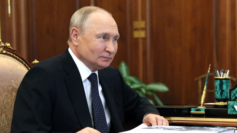 Le président russe Vladimir Poutine lors d'une réunion au Kremlin, à Moscou, le 7 août 2023. Cette image a été diffusé par l'agence russe Sputnik.