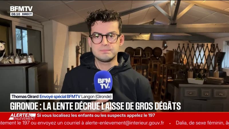 À Langon, en Gironde, la lente décrue s'est amorcée mais laisse entrevoir l'étendue des dégâts