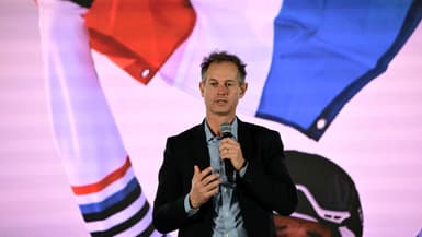 Edgar Grospiron lors de la présentation du Cojop des JO 2030 dans les Alpes, le 18 février 2025