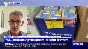 Rentrée des classes: "On a vu des baisses en volumes d'achats alimentaires, maintenant on voit des baisses en volumes de fournitures scolaires", affirme Grégory Caret (UFC-Que Choisir)