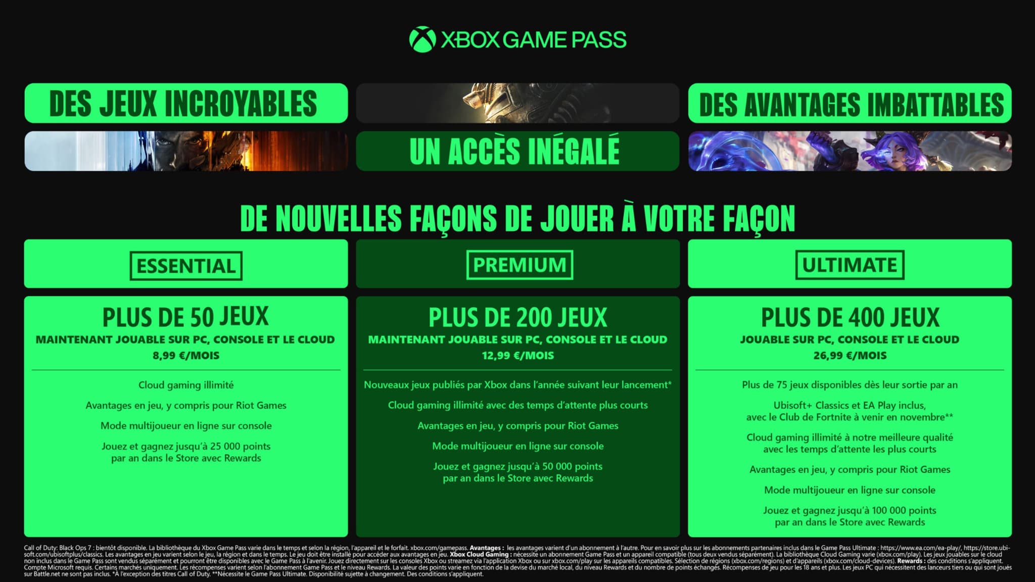 Les nouvelles formules du Game Pass