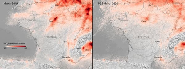 La baisse du dioxyde d'azote en France