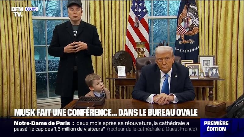 Elon Musk s'invite avec son fils en conférence de presse de Donald Trump dans le bureau ovale