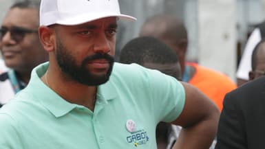 Noureddin Bongo Valentin, le fils aîné du président gabonais déchu Ali Bongo Ondimba, assiste au marathon du Gabon à Libreville, le 1er décembre 2019.