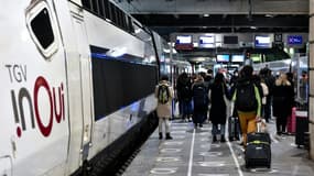 Des voyageurs se dirigent vers un TGV, le 3 avril 2021 à la gare Montparnasse à Paris (photo d'illustration).