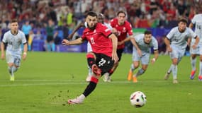 Le penalty transformé par Georges Mikautadze lors de Géorgie-Portugal (2-0, Euro), le 26 juin 2024