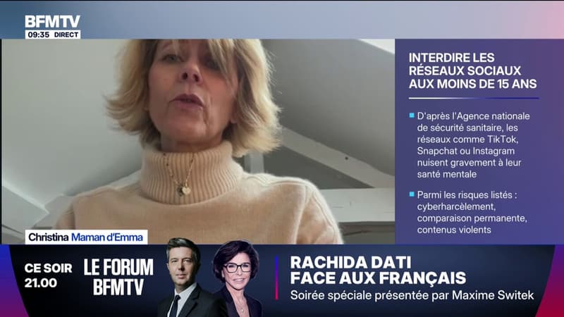 Interdiction des réseaux sociaux: "Il y a urgence à protéger nos jeunes", déclare Christina, mère d'Emma qui s'est suicidée après avoir été victime de harcèlement scolaire