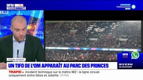 Un tifo de l'OM apparaît au Parc des princes pendant PSG-Nice