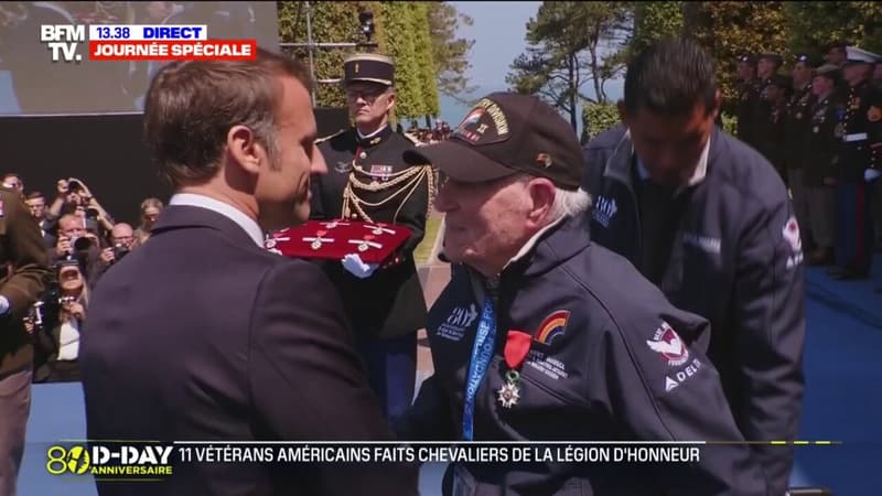 80 ans du Débarquement: Emmanuel Macron remet la Légion d'honneur a plusieurs vétérans