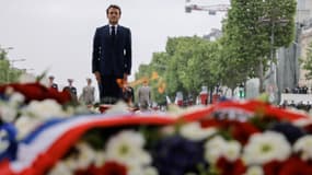 Emmanuel Macron lors des commémorations du 8-Mai, le dimanche 8 mai 2022