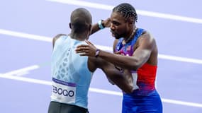 Letsile Tebogo et Noah Lyles lors des Jeux olympiques de Paris, le 08/08/2024