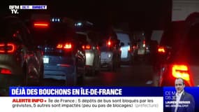 Grèves: déjà plus de 130 kilomètres de bouchons cumulés en Île-de-France