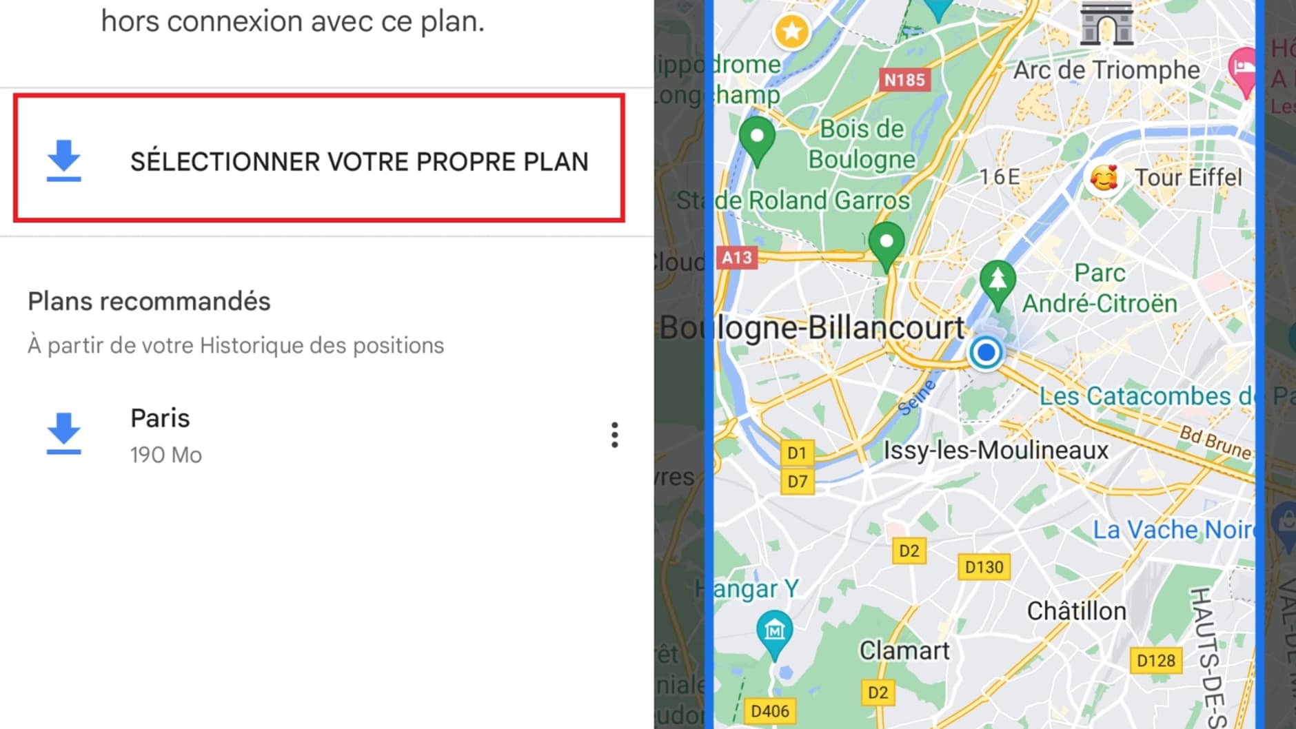 Enregistrer une carte hors ligne sur Google Map