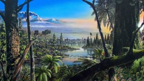 La représentation du pôle Sud à l'ère du Crétacé.