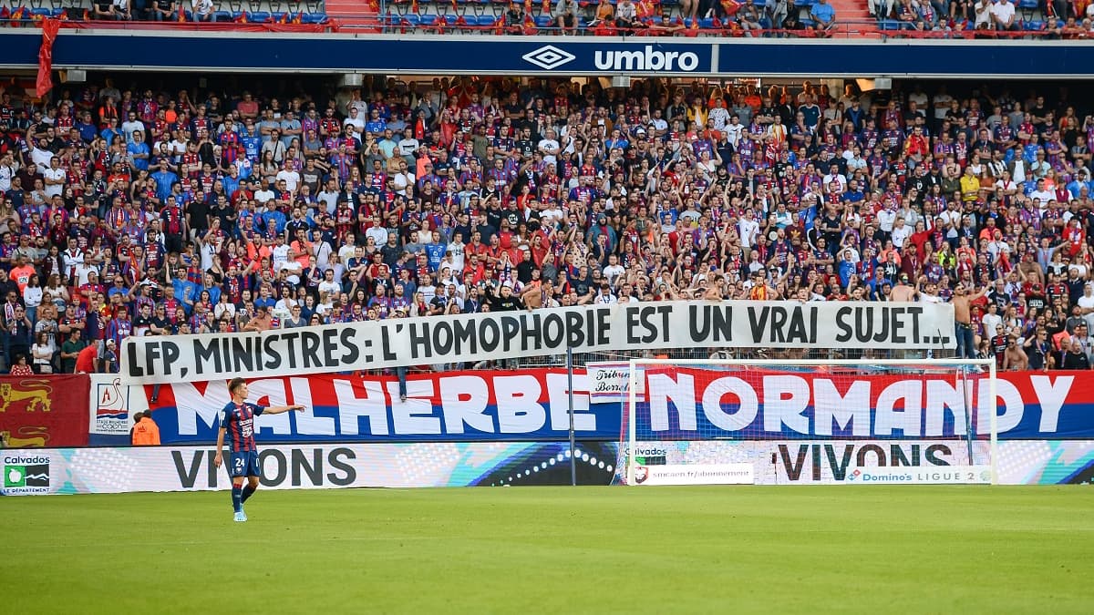 Une banderole des supporters caennais