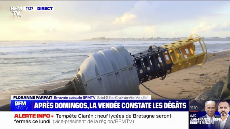 La bouée de Pilours, en Vendée, renversée par la tempête Domingos