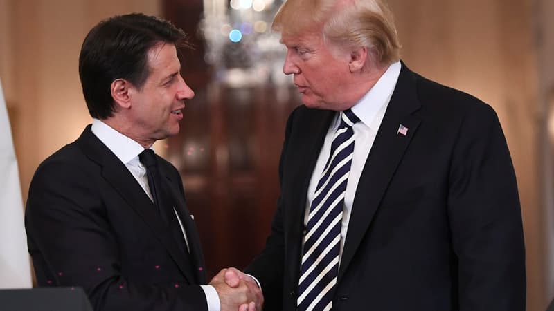 De gauche à droite, le Premier ministre italien Giuseppe Conte et le président américain Donald Trump.