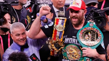 Tyson Fury après sa victoire sur Deontay Wilder lors de leur troisième combat en octobre 2021
