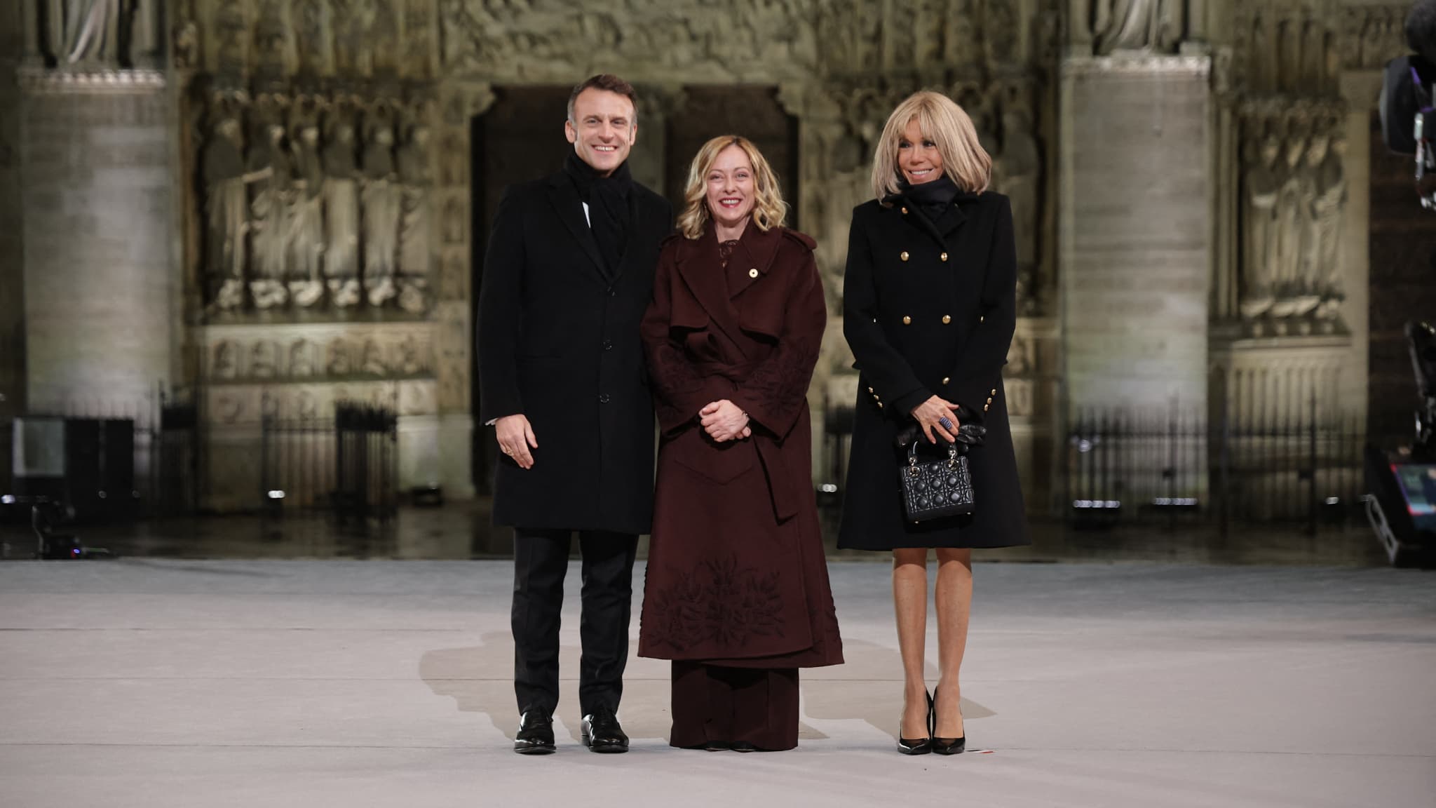 Emmanuel Macron, Giorgia Meloni, Brigitte Macron Emmanuel Macron, Giorgia Meloni, Brigitte Macron