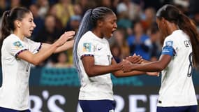 Kadidiatou Diani célèbre un but avec la France contre le Panama au Mondial, le 2 août 2023